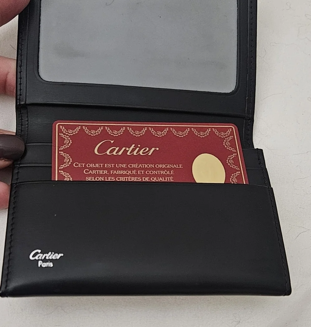 New Cartier Black Leather Wallet /Card Case COA L3000132 Unisex